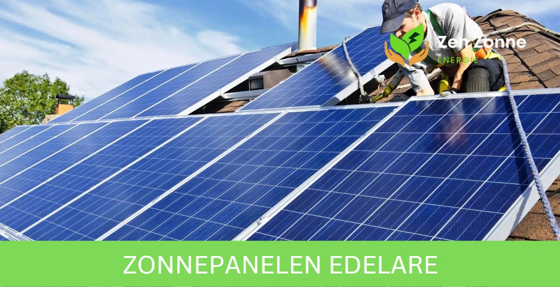 Fotovoltaïsche panelen die zonne-energie opwekken en worden geïnstalleerd in de regio Edelare.