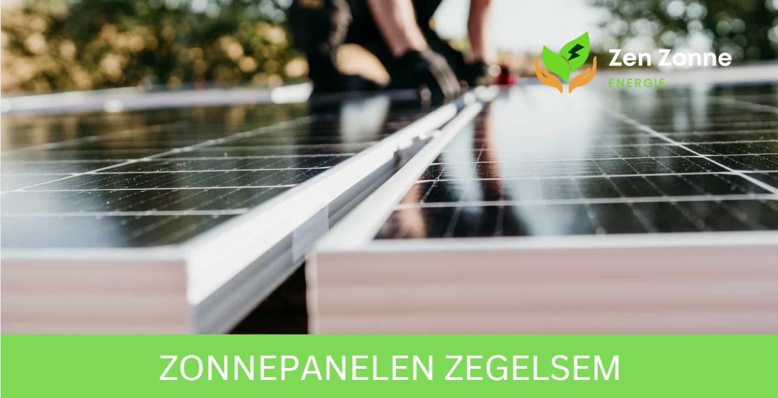 Fotovoltaïsche panelen die zonne-energie opwekken en worden geïnstalleerd in de regio Zegelsem.