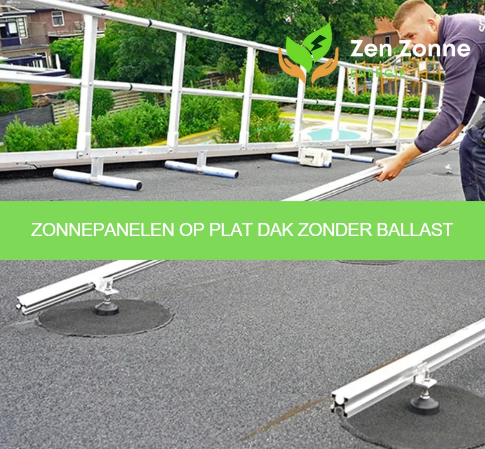 Zonnepanelen op plat dak zonder ballast